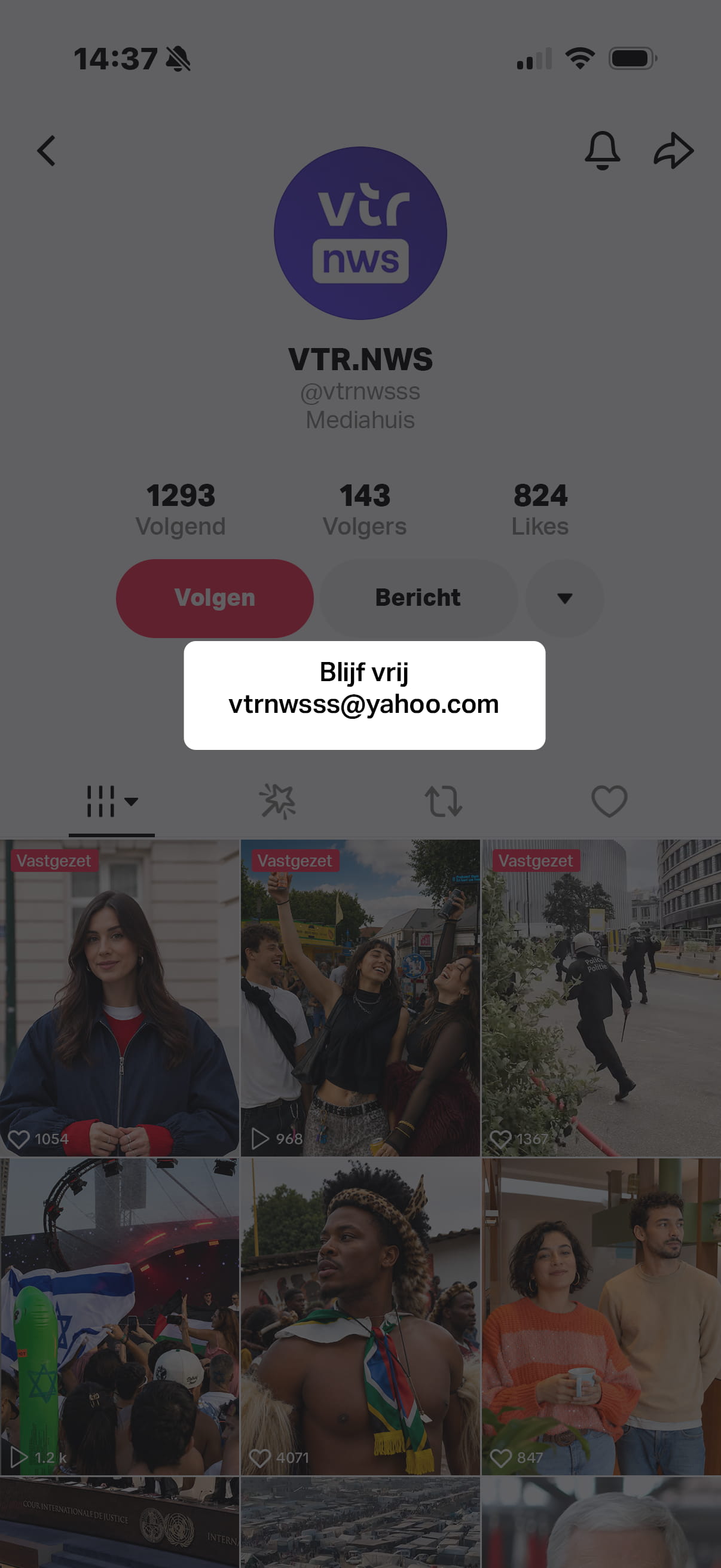 De media of officiële organisaties maken doorgaans gebruik van hun eigen domeinnamen. Een e-mailadres met een domeinnaam zoals  @gmail.com, @yahoo.com of @hotmail.com kan daarom een alarmsignaal zijn.