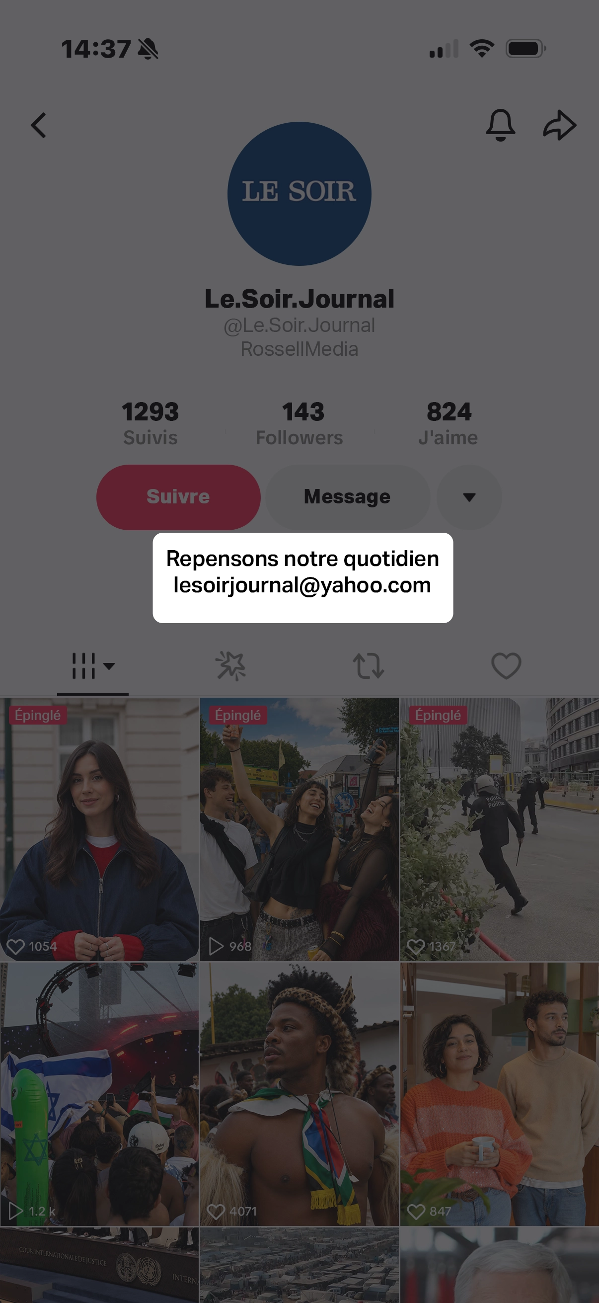 Un média ou une organisation officielle utilise généralement son propre nom de domaine. Une adresse e-mail avec un nom de domaine comme @gmail.com, @yahoo.com ou @hotmail.com peut donc être un signe d’alerte.